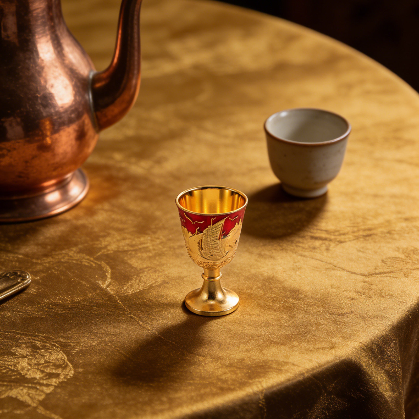 Home Bar Set - ชุดแก้วก็อบเล็ตโลหะผสมสไตล์วินเทจ 2 ชิ้น สำหรับพิธีกรรม ศีลมหาสนิท ชา