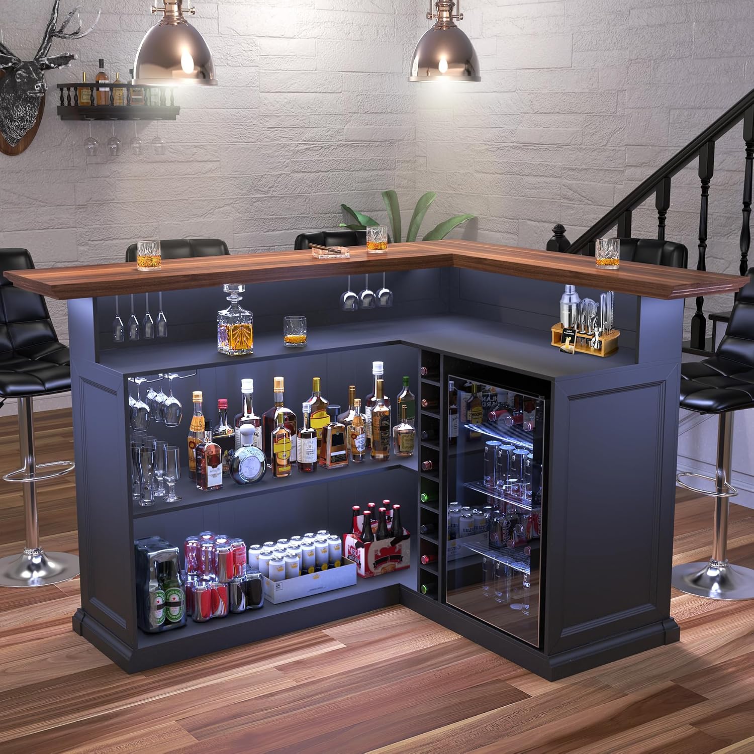ตู้บาร์รูปตัว L พร้อมพื้นที่สำ - Home Bar Lounge บทวิจารณ์และราคา
