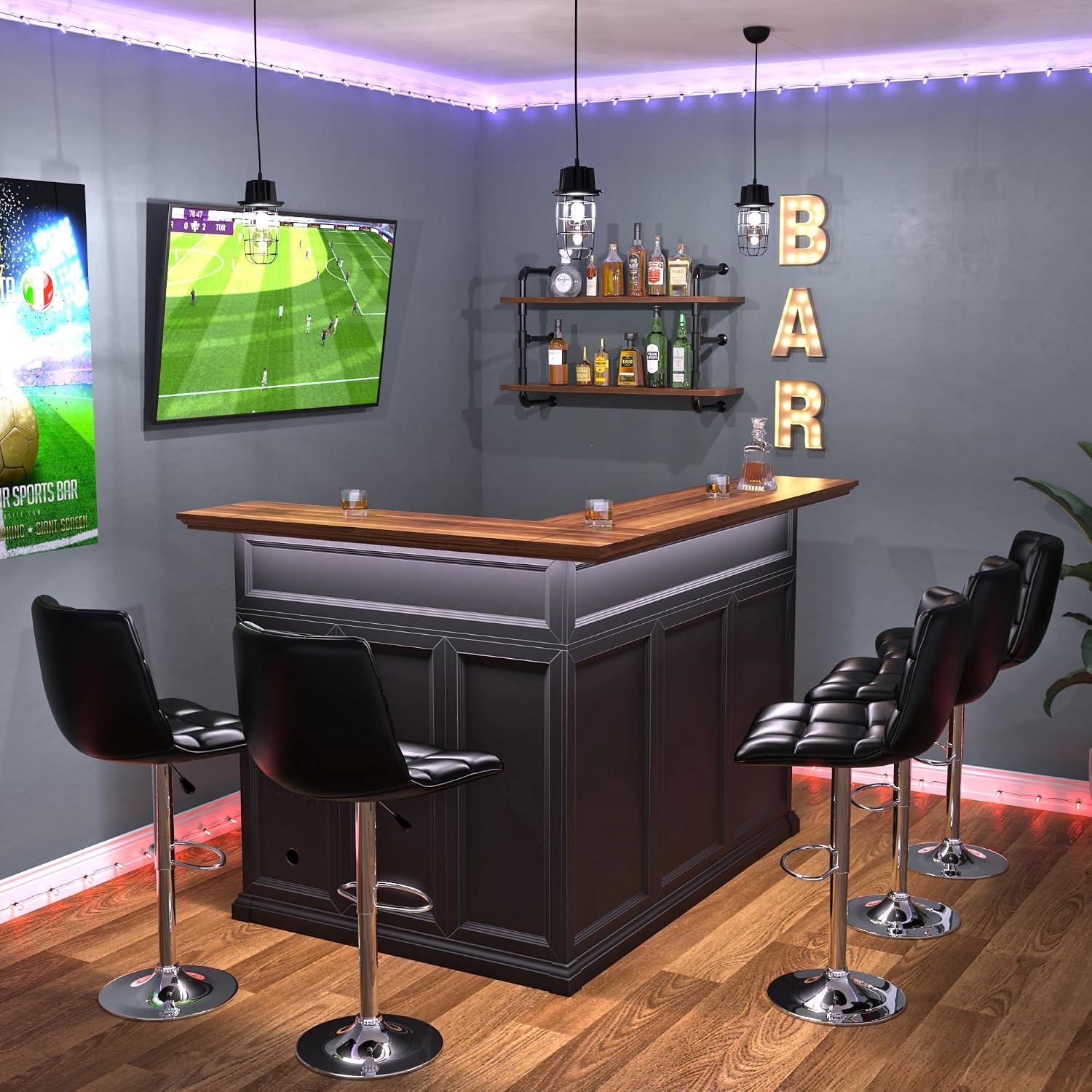 ตู้บาร์รูปตัว L พร้อมพื้นที่สำ - Home Bar Lounge บทวิจารณ์และราคา